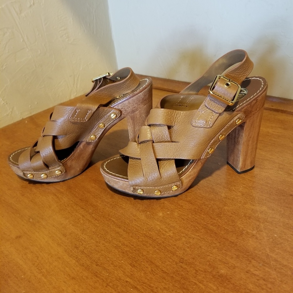 Authentic Tory Burch Leather Platform Heels
